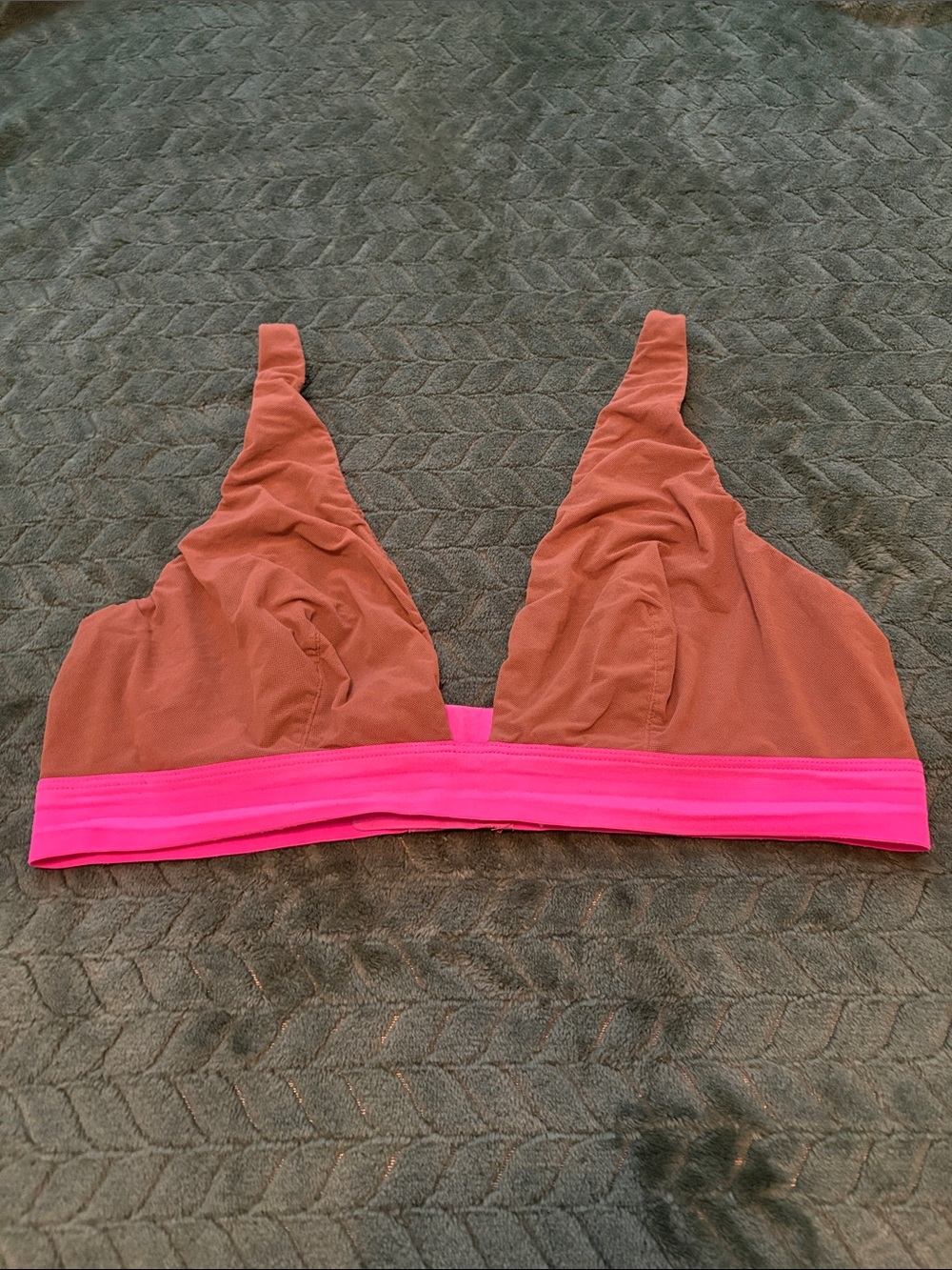 Aerie Smoothez Wireless Plunge Bralette Unpadded Microfiber Sheer Mesh Bra Large